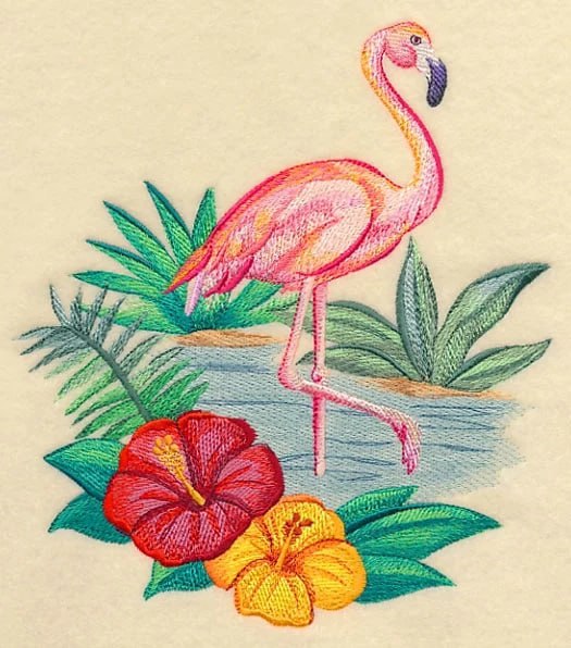 Broderie numerique Flamant rose Format PES