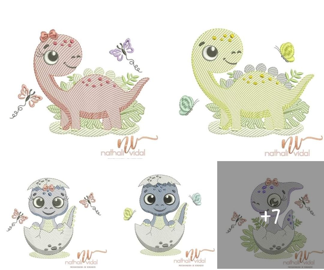 Broderie numérique Motifs Dinosaures pour enfants Formats PES ,DST,JEF,HUS,xxx,VP3