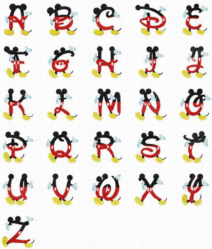 Broderie numerique -Alphabet mickey mouse Format PES