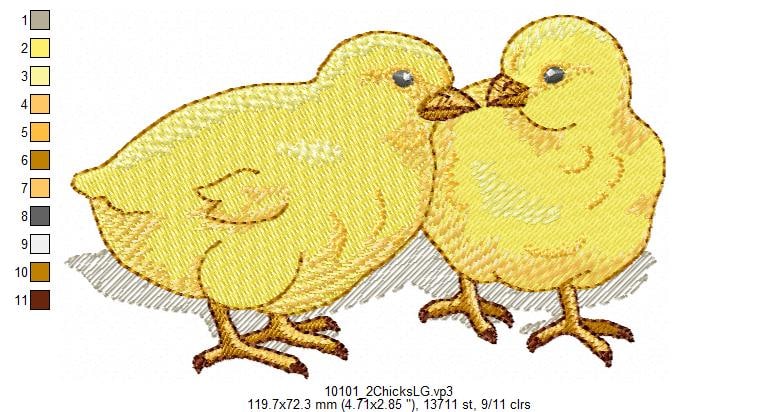 Broderie numerique Motif Petits poussins Format PES,VP3
