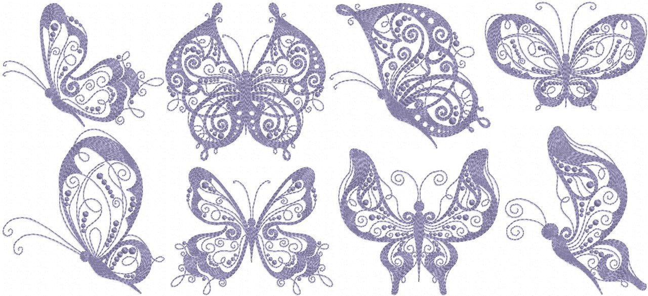 Broderie numerique Motif Papillon Format PES