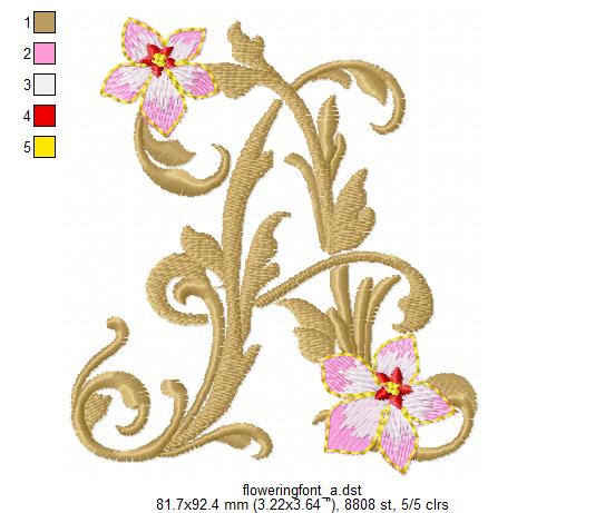 Broderie numérique alphabet élégante Format PES,DST,JEF,HUS,XXX,EXP,VIP,VP3