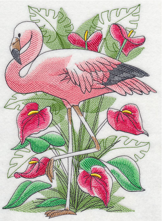 Broderie numerique motif Flamant rose format PES,JEF,DST,ART,VP3,HUS