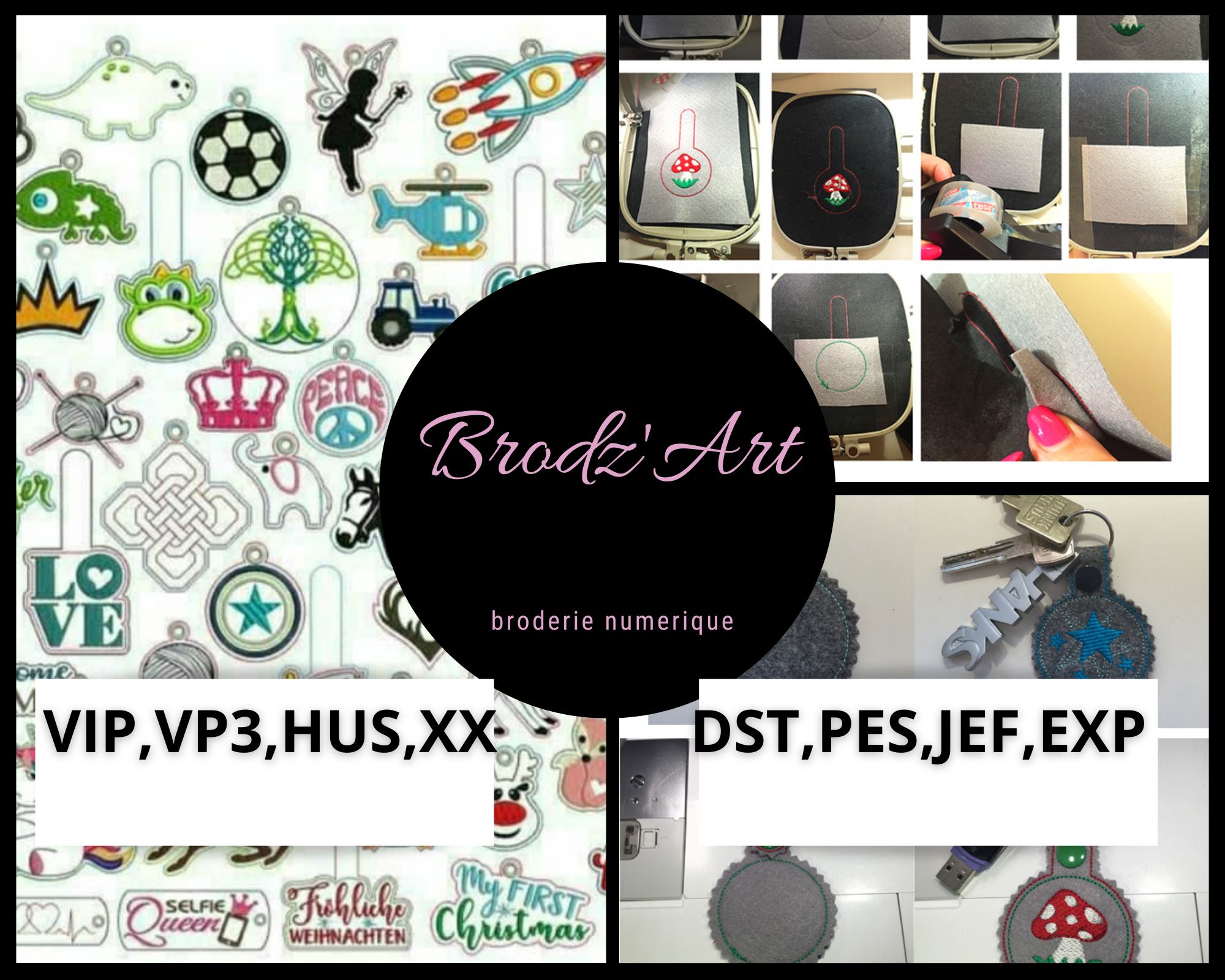 Broderies numeriques pack PATCH COOL formats DST,EXP,PES,JEF