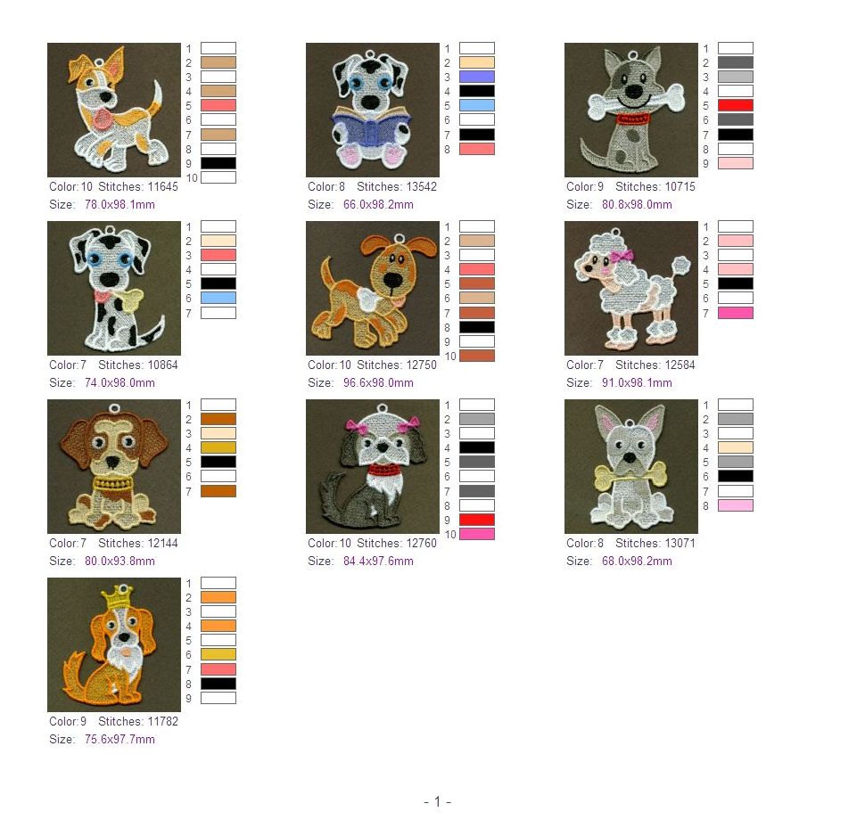 Broderie numérique  Porte-Clé Motif chien pour enfants Format PES