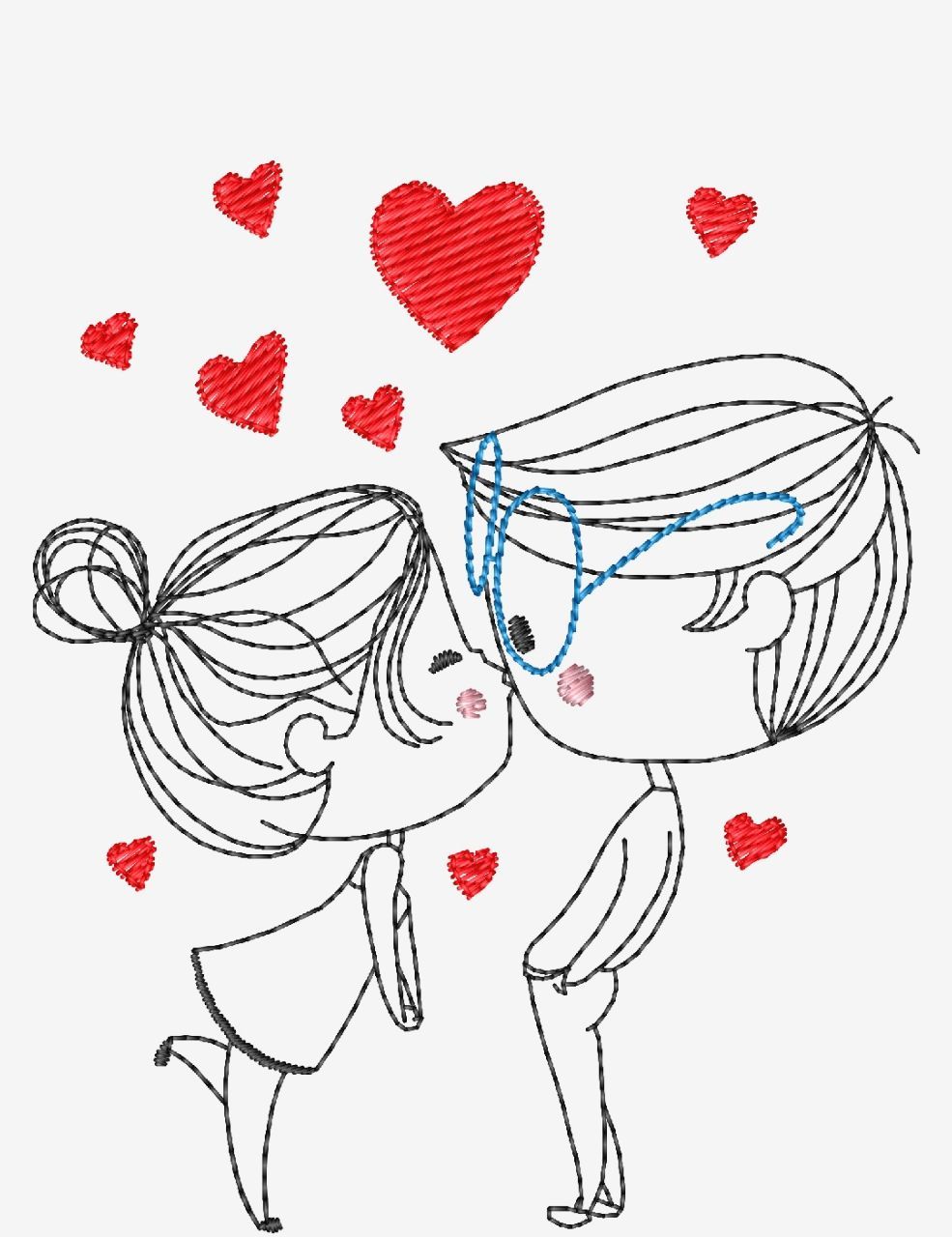 Broderie numérique Couple mignon Format PES