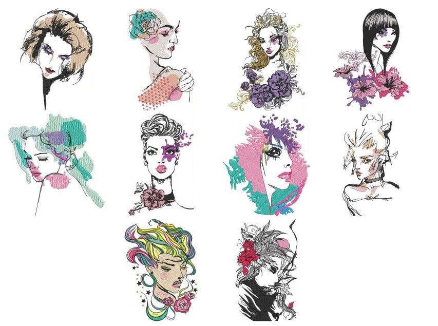 Broderie numérique portraits femmes Format PES