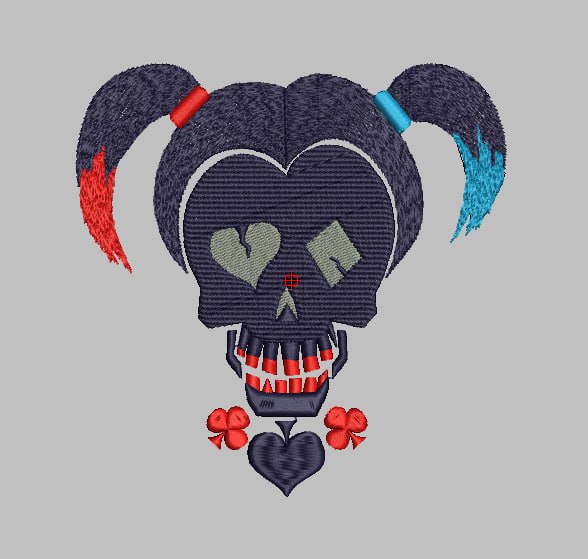 Broderie numerique Harley quinn Format PES,DST,JEF,HUS,XXX,EXP,VP3,VIP