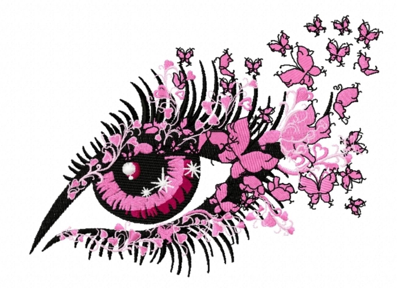 Broderie numérique Motif œil fleuri Formats PES,DST,JEF,HUS,EXP,XXX