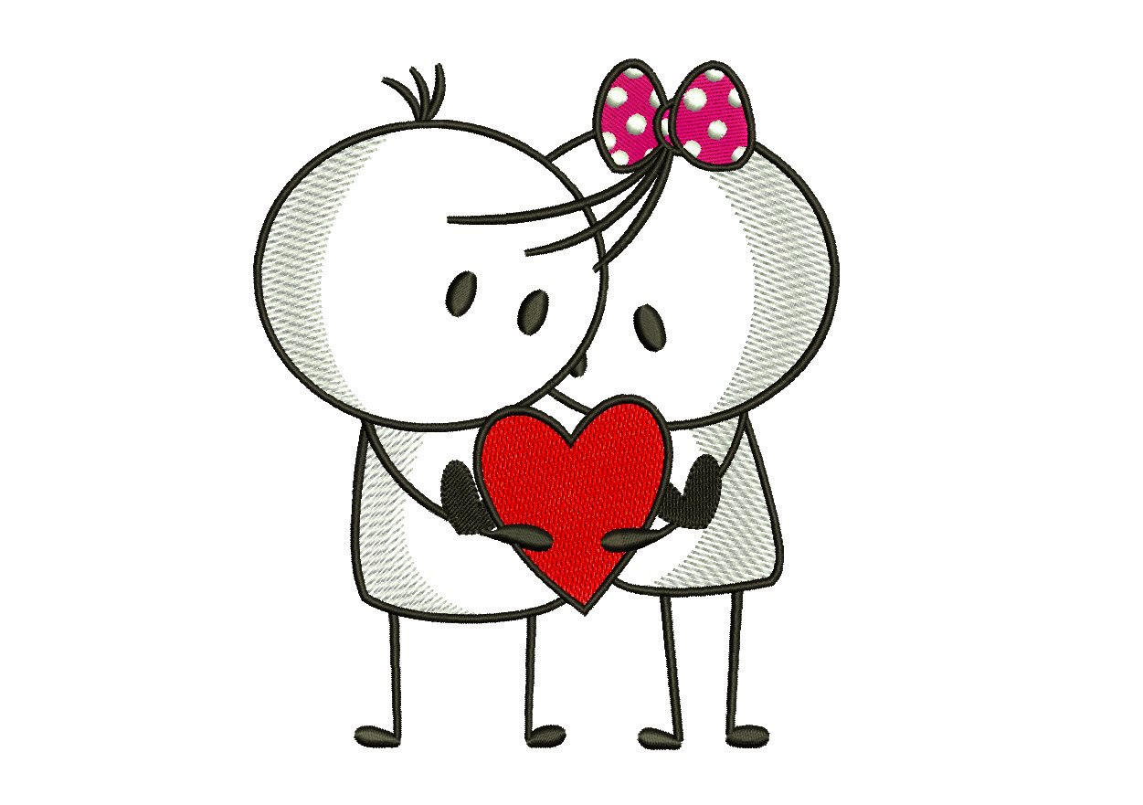Broderie numérique couple amoureux mignon Formats PES,JEF,DST,EXP,HUS