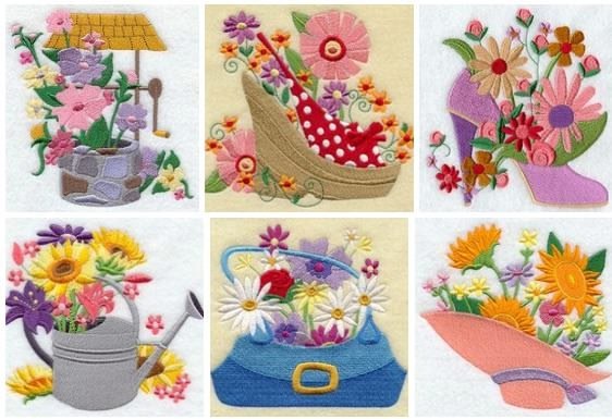 Broderies numériques Motifs Fleurs stylées Format PES