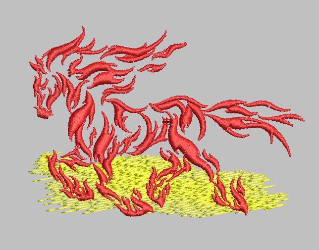 Broderie numerique cheval de feu Formats PES,DST,JEF,ART,XXX,HUS,VIP,VP3,XXX