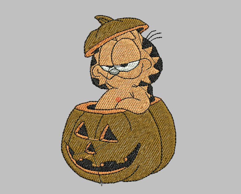 Broderie numérique Garfield citrouille Format HUS