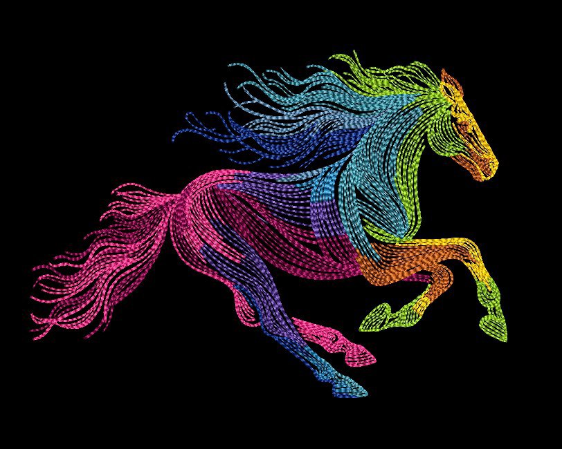 Broderie numérique Motif Cheval Art Format PES,DST,JEF,VP3,VIP,HUS