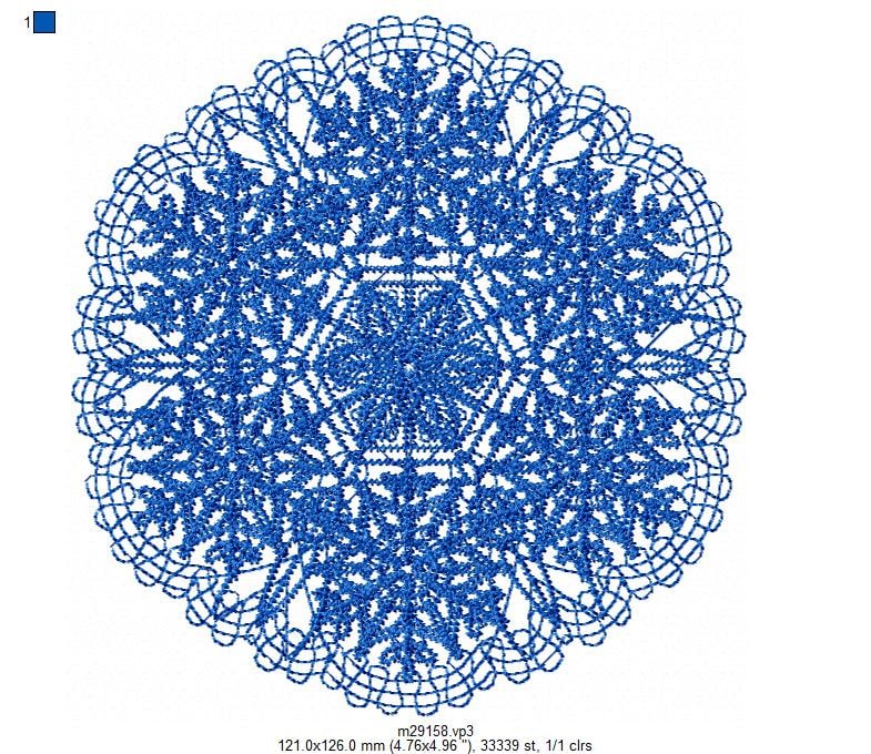 Broderie numérique Mandala Bleu Formats JEF,VP3