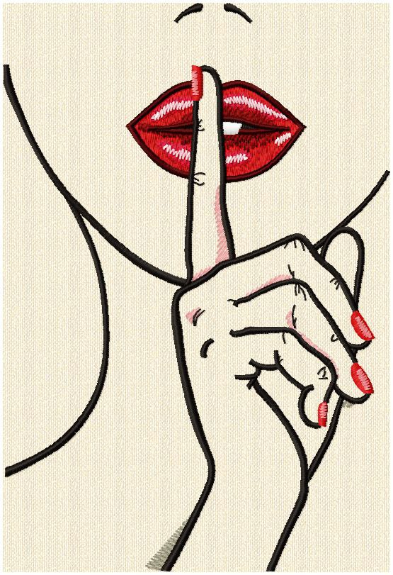 Broderie numérique Motif Femme rouge a lèvre Formats PE,JEF,XXX,HUS