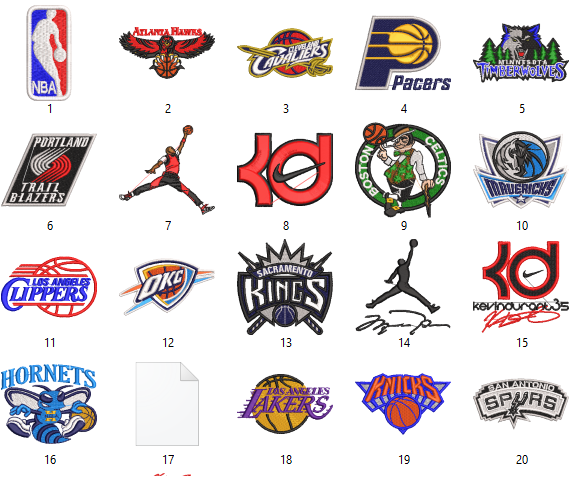 Broderie numérique Logos NBA Format JEF