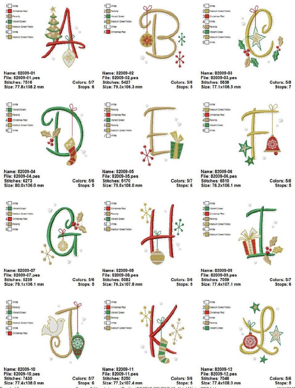 Broderie numérique Alphabet NOEL Format PES