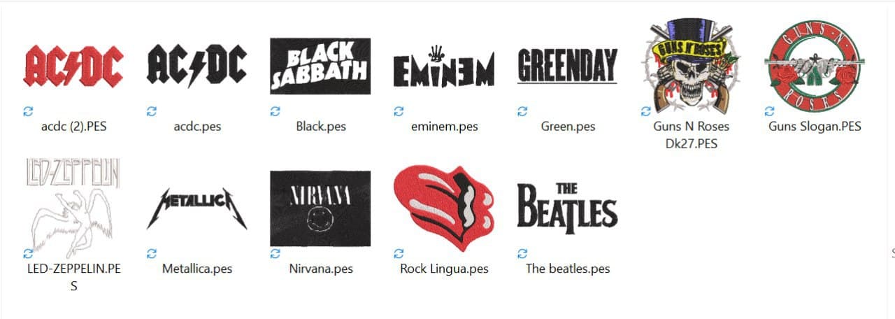 Pack de broderies numériques logo Rockband format PES