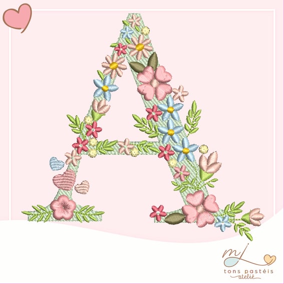 Broderie numerique Alphabet Floral Format PES,DST,JEF,HUS,EXP,XXX
