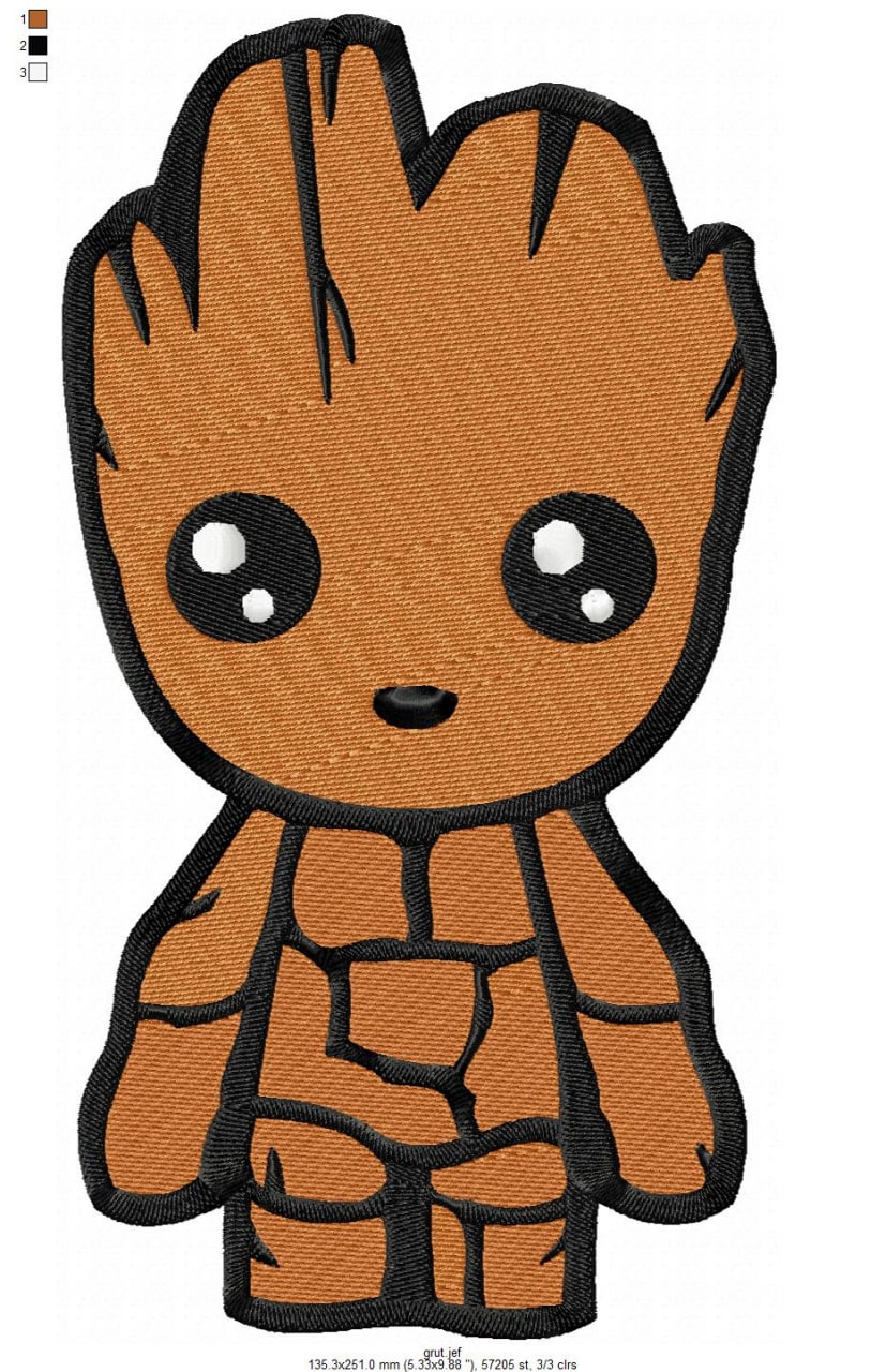 Broderie numérique Les gardiens de la galaxie "GRUT" Formats PES,JEF,XXX,EMB