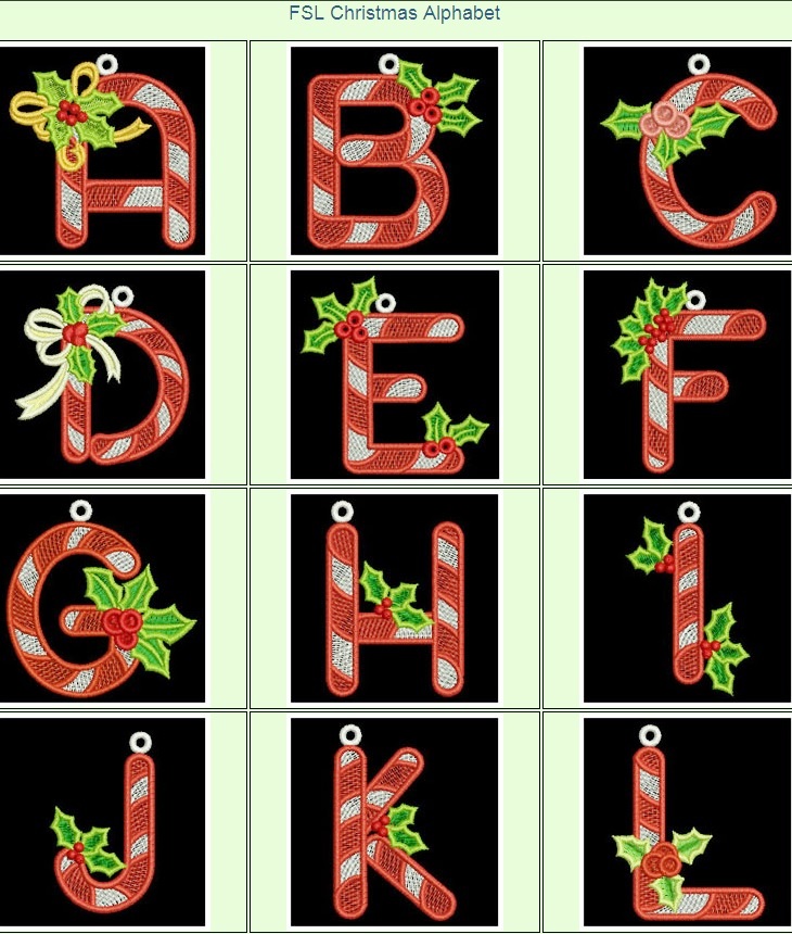 Broderies numériques -Alphabet Noel format PES