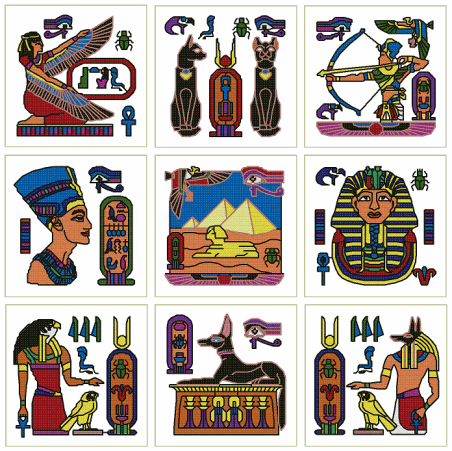 Pack mini Broderie numérique Egypte antique Format PES,HUS