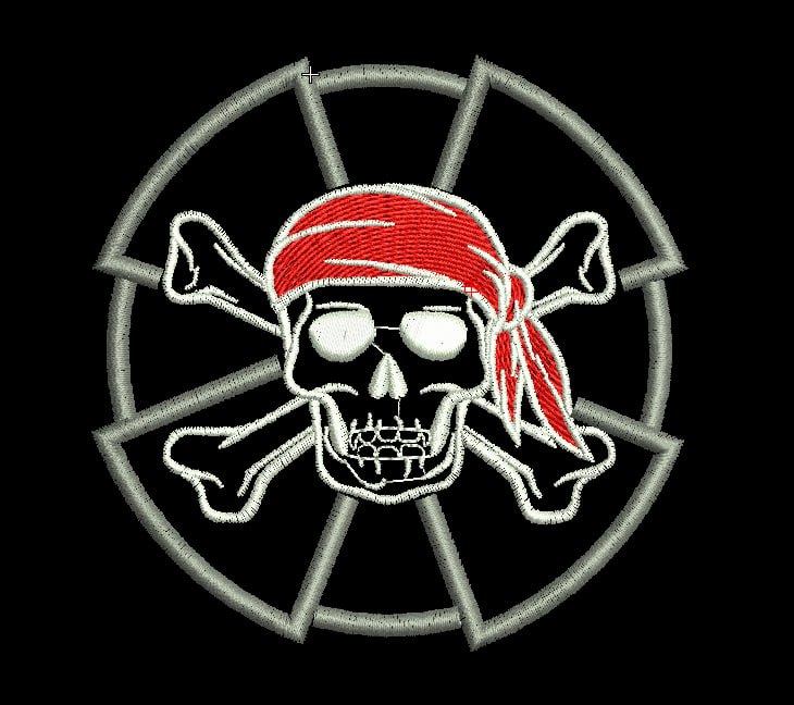 Broderie numérique Tète de mort biker Format PES,JEF,DST,XXX,HUS,ART,EXP,VIP,VP3