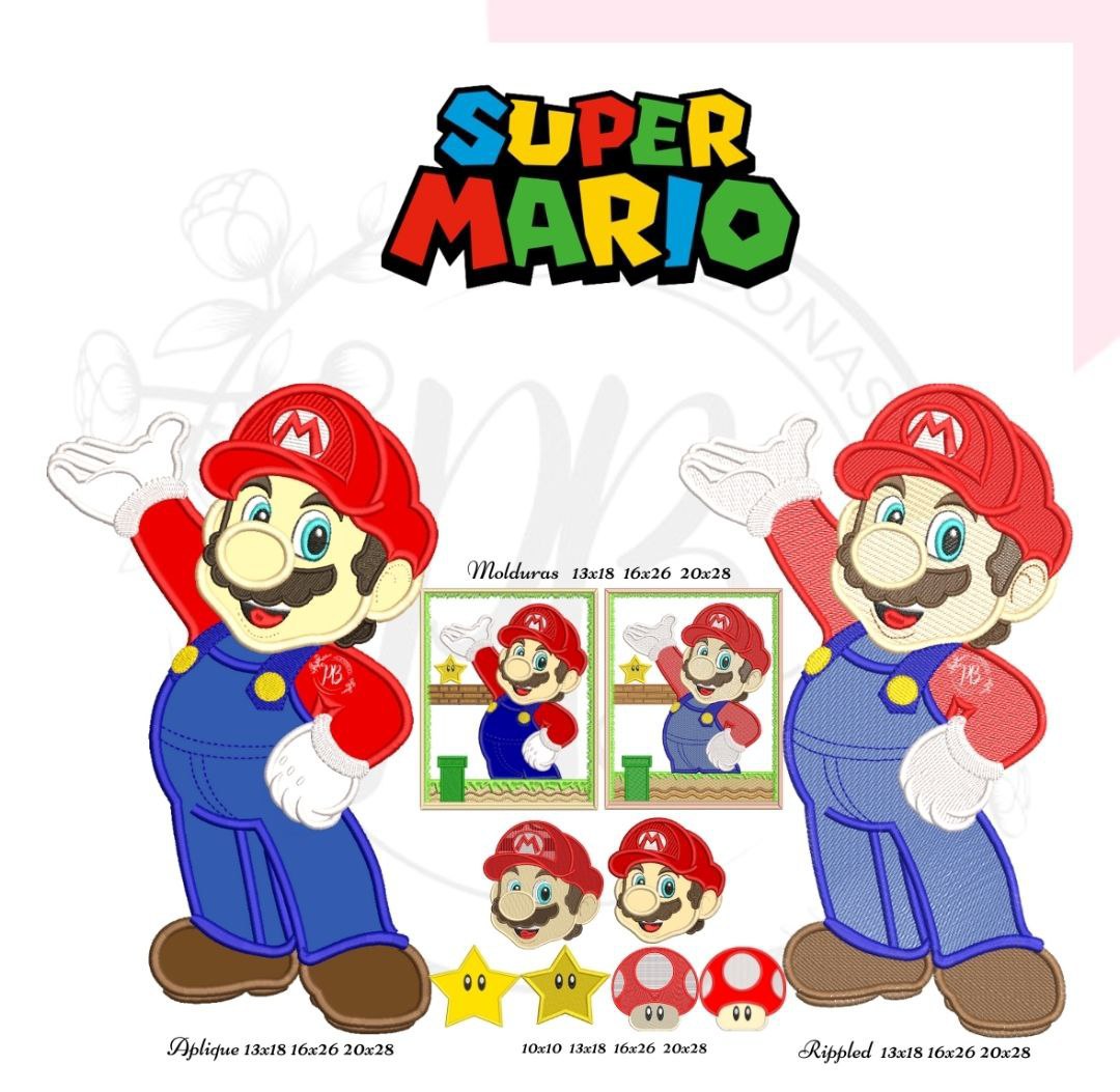 Broderie numérique Pack Super mario bros Formats PES,JEF,DST,HUS,XXX,EXP,VIP,VP3