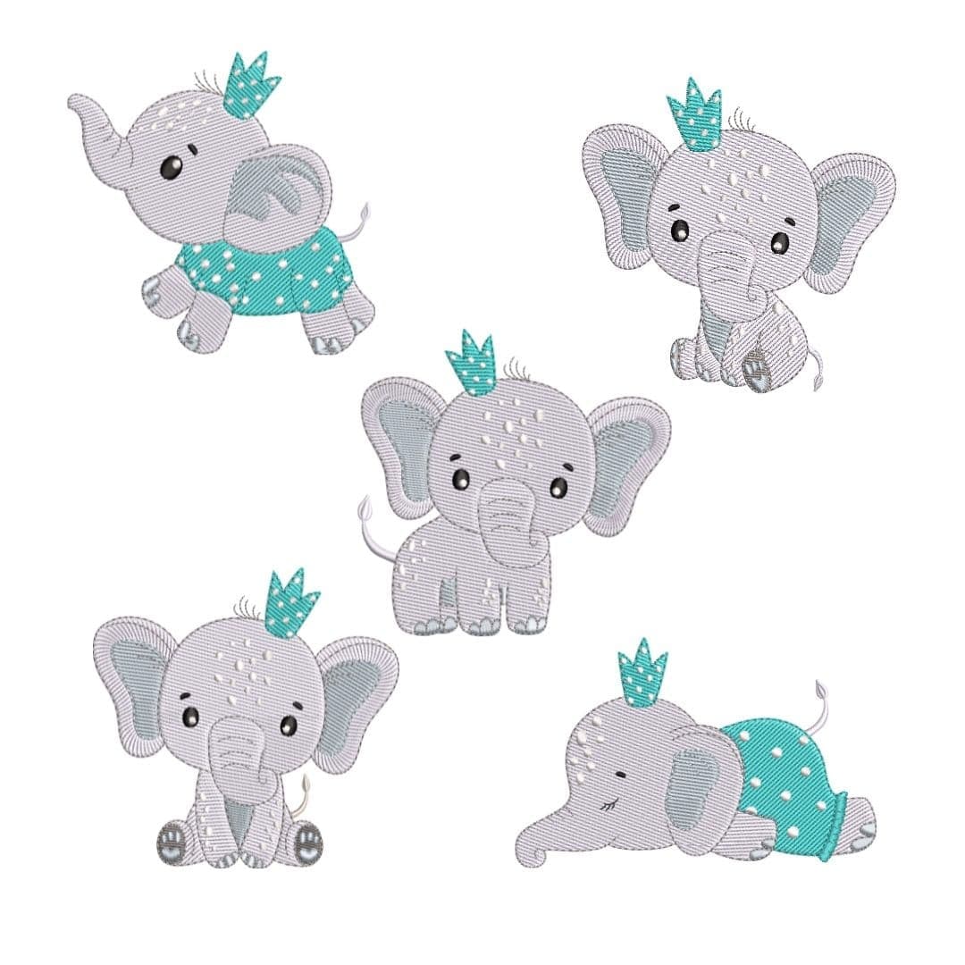 Broderie numérique Motifs Eléphants pour enfants Formats PES,JEF,HUS,VP3,xxx
