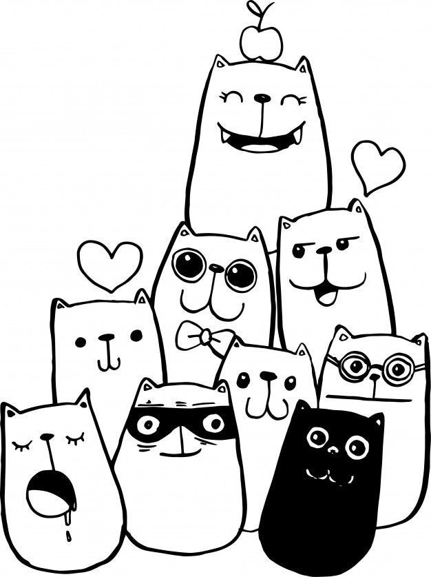 Broderie numérique 4 BRODERIES DE CHATS AMUSANTS Format PES