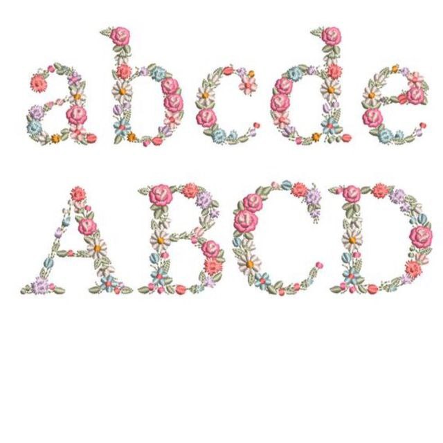 Broderie numérique alphabet floral format PES,JEF