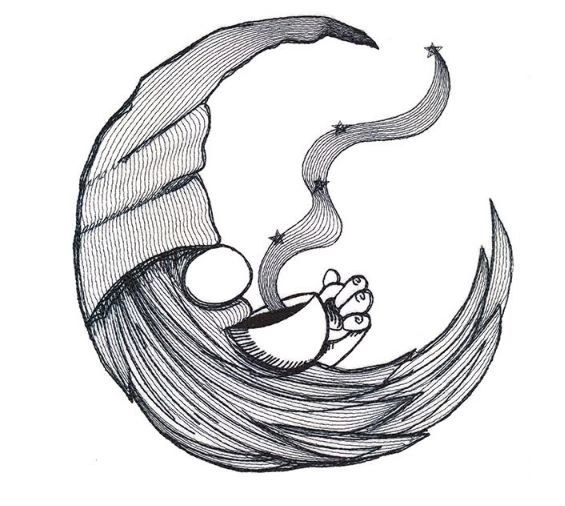 Broderie numérique Motif LUNE QUI FUME Format PES