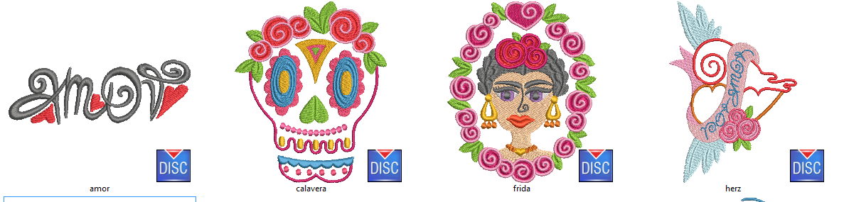 Broderies numériques Frida thème Format PES,JEF,JEF+,HUS,EXP,DST,XXX