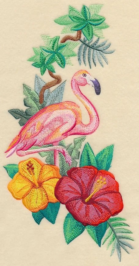 Broderie numerique Flamant rose Format PES
