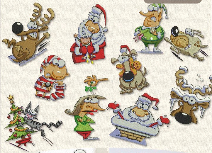 Broderie numérique Pack personnages de noël Formats PES