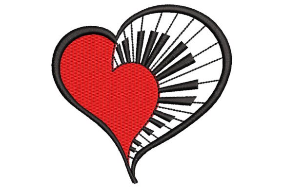 Broderie numérique Cœur piano Formats PES,DST,JEF,HUS,EXP,XXX,VP3,VIP