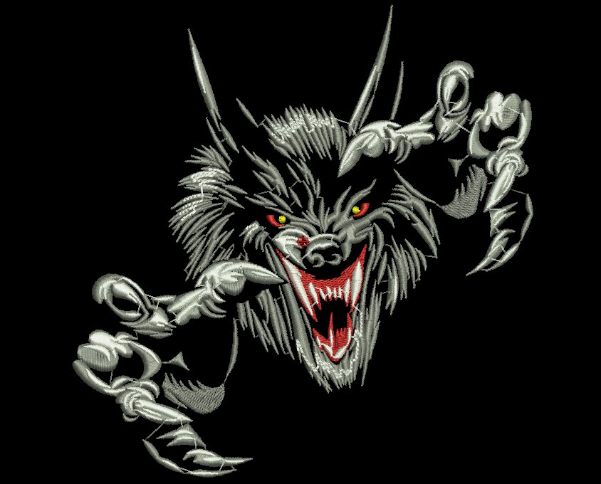 Broderie numérique Loup-Garou Formats PES,JEF,DST,HUS,EXP,XXX,VP3,VIP