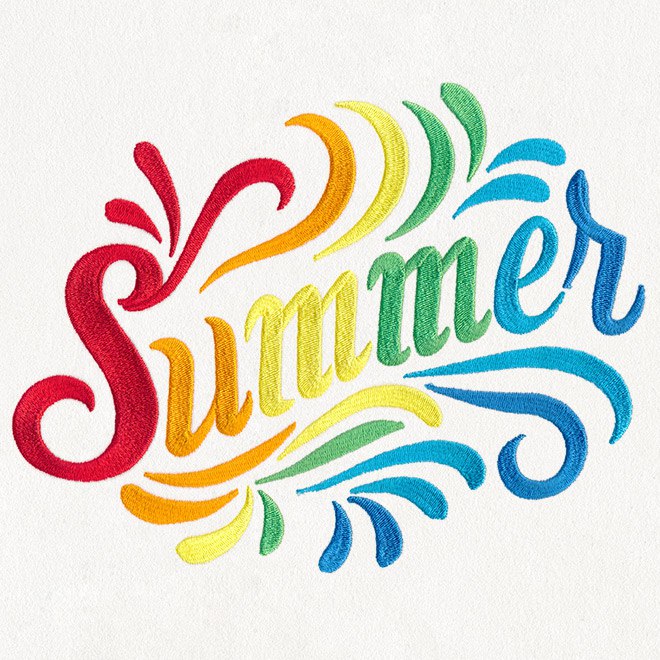Broderie numérique Logo SUMMER haut en couleur Format PES