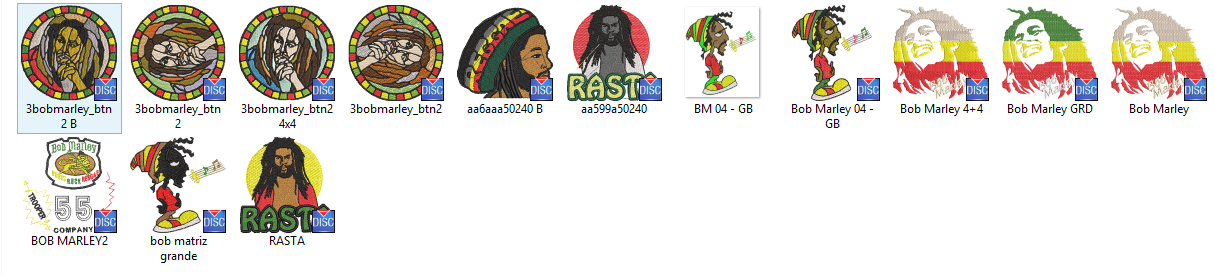Pack mini Broderies numériques -Bob Marley Format PES
