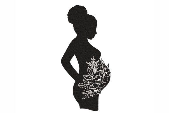 Broderie numérique Motif Femme enceinte avec des fleurs Formats PES,DST,JEF,XXX,EXP,HUS,VIP,VP3