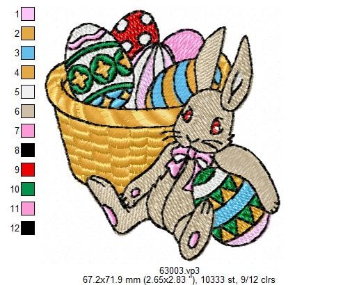 Broderie numérique lapin de paque Formats PES,VP3