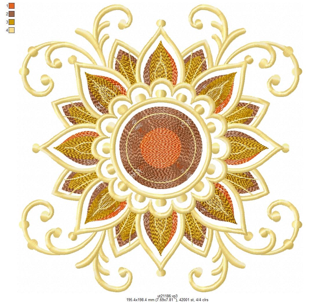Broderie numérique Motif tournesol Formats JEF ,VP3