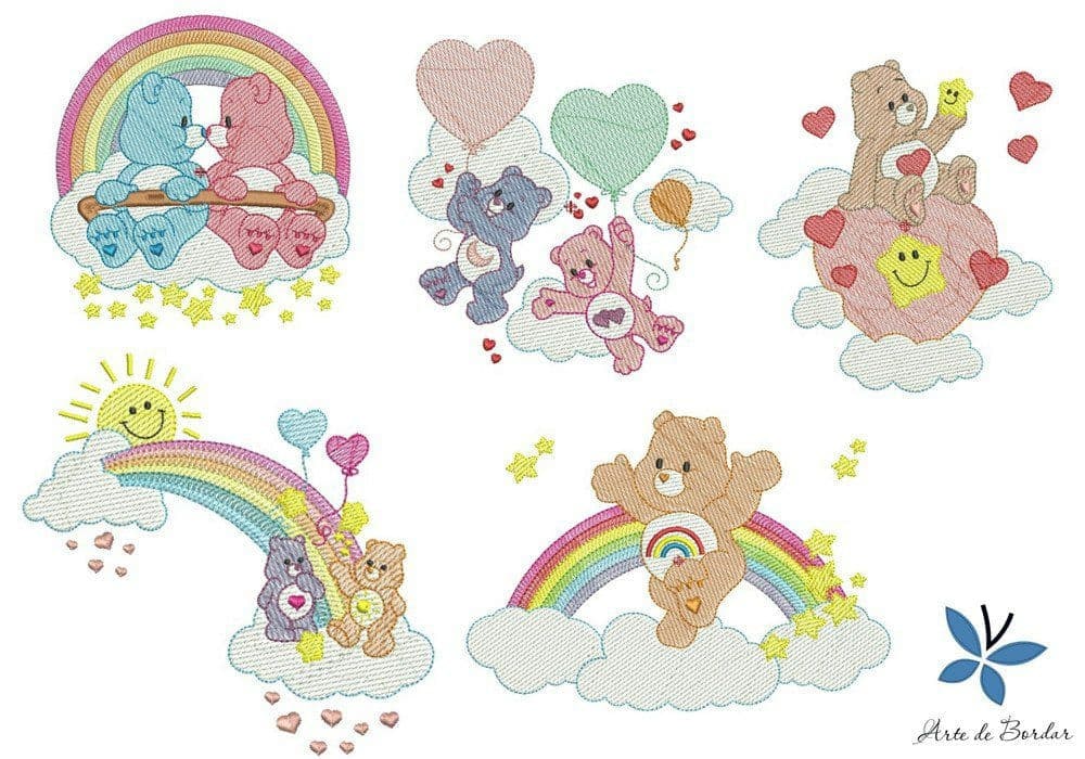 Broderie numérique 5 Motifs Bisounours Format PES