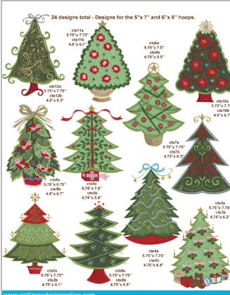 Broderies numériques Motif sapin de noël Formats PES,HUS,VIP