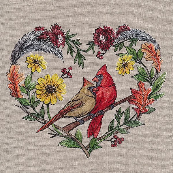 Broderie numérique Motif Couple d'oiseaux  Format JEF
