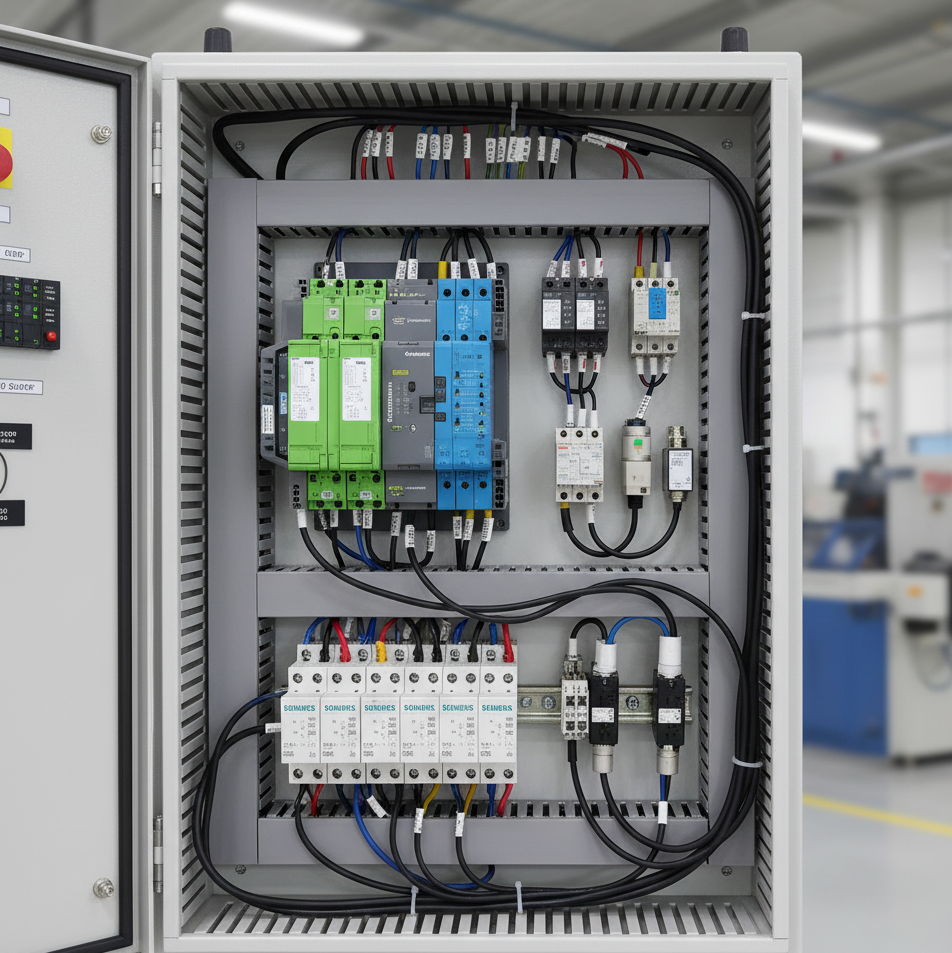 PLC, Contactor, Sensor, and Relays