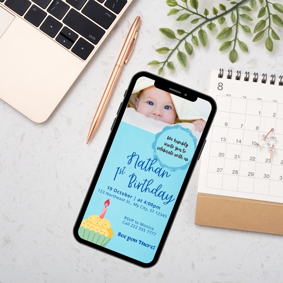 Kid's Mobile Invitation - Blue Colour Inspired