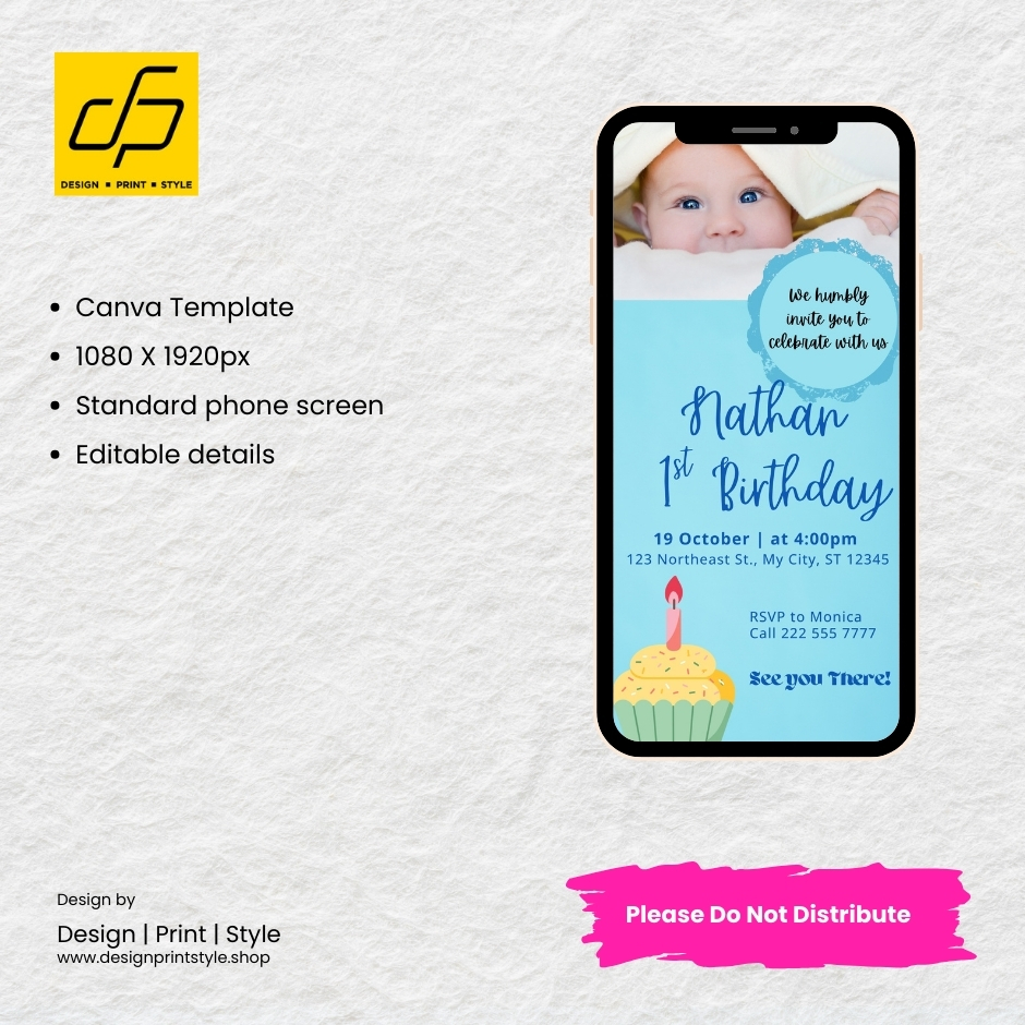 Kid's Mobile Invitation - Blue Colour Inspired