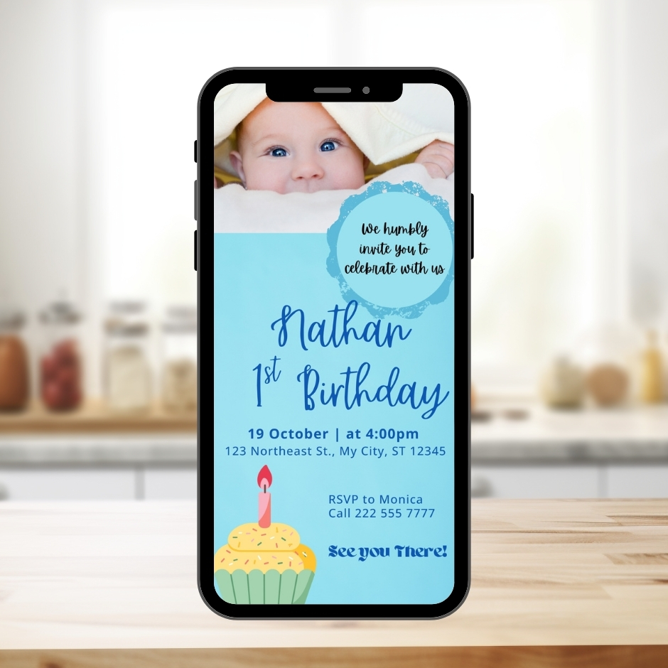 Kid's Mobile Invitation - Blue Colour Inspired